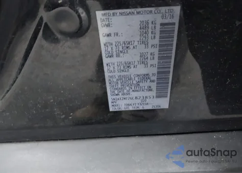 2016 Nissan Rogue S/Sl/Sv из США, поврежденный, VIN 5N1AT2MT2GC823853